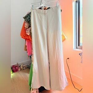 Anine Bing Women's Wide-Leg Cream Pants